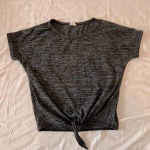 Heavyweight Grey Tie-front Tee